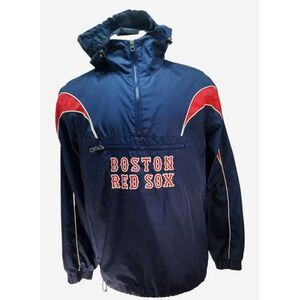 Boston Red Sox Jacket Mens Small‎ Blue Hooded Windbreaker Genuine Merchandise